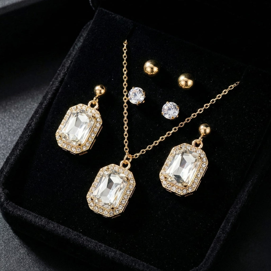 Aurora Crystal Gold-Plated Jewelry Set