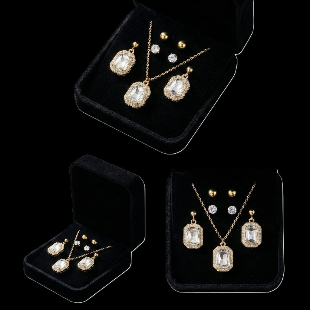 Aurora Crystal Gold-Plated Jewelry Set