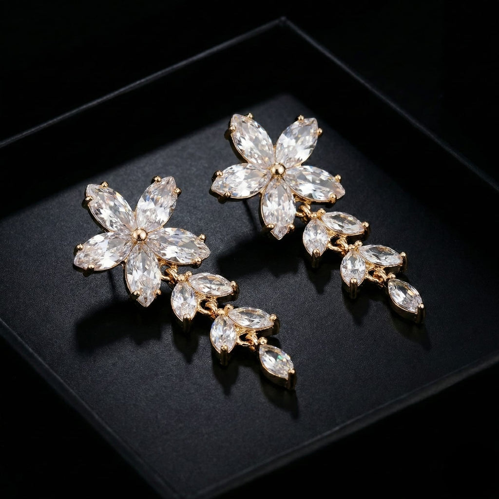 Crystal Bloom Cascade Drop Earrings