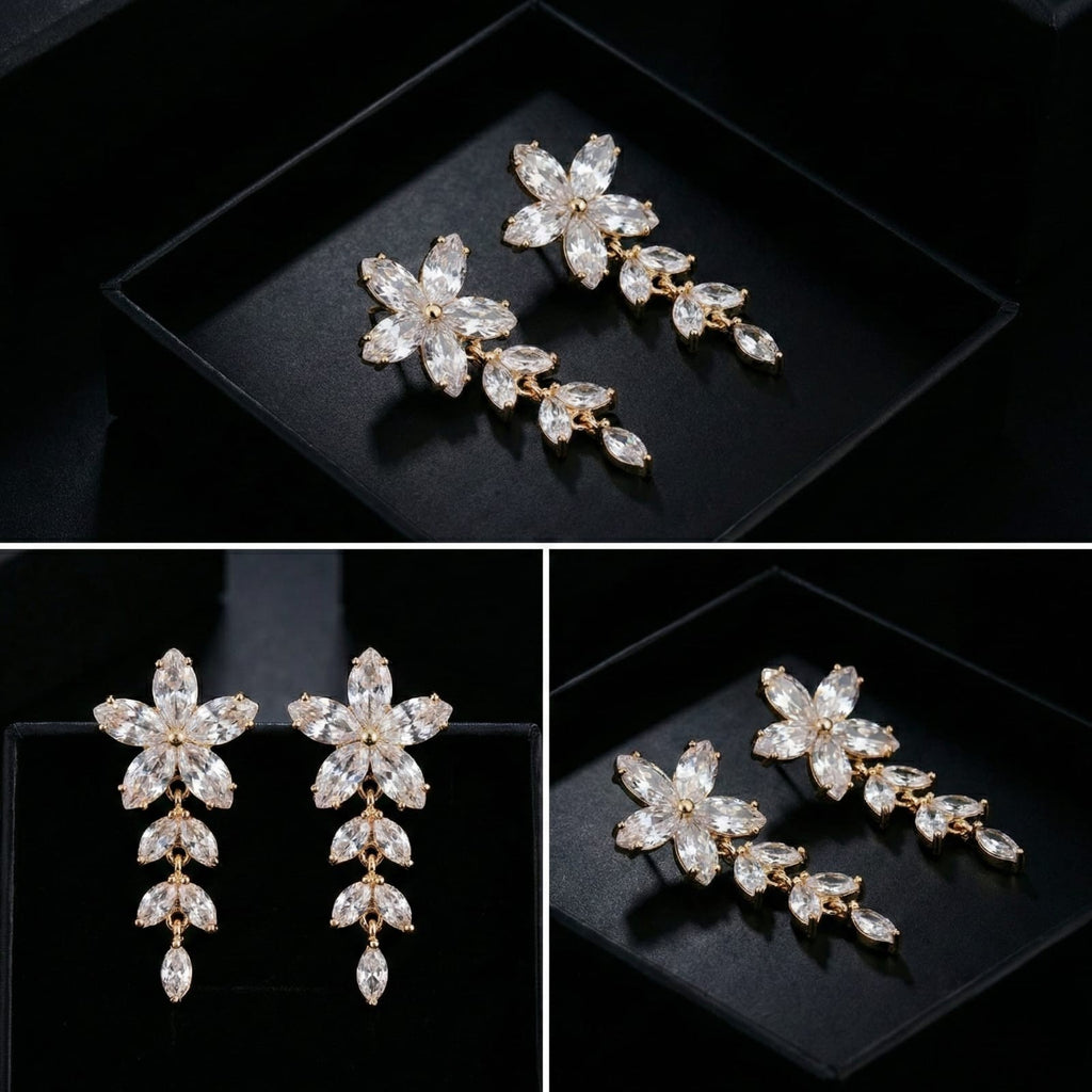 Crystal Bloom Cascade Drop Earrings