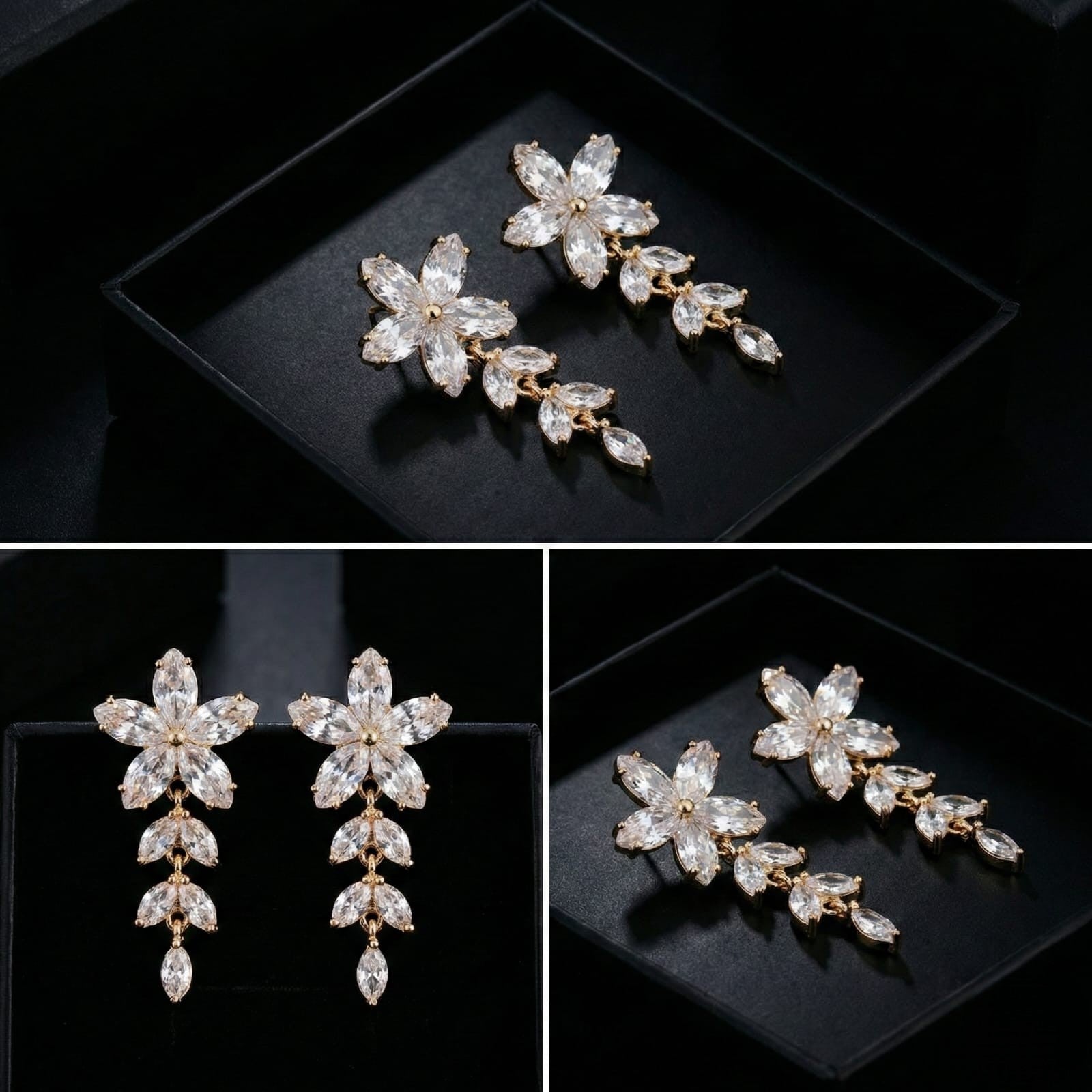 Crystal Bloom Cascade Drop Earrings