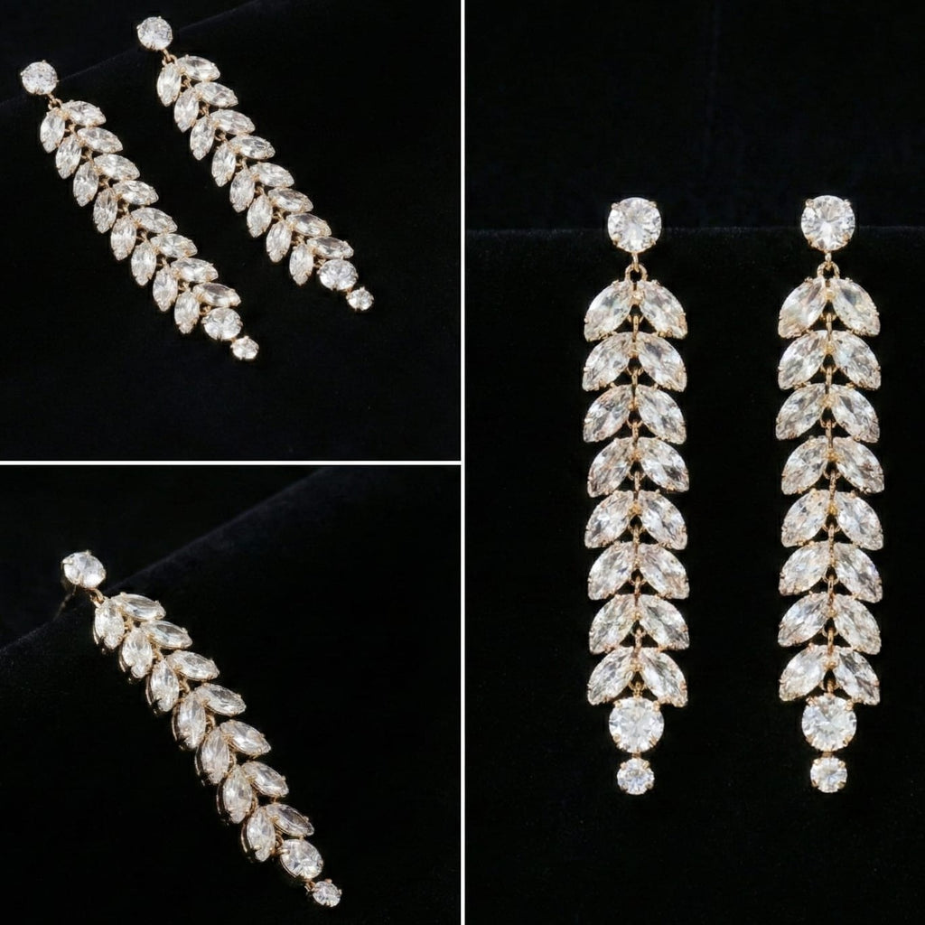 Crystal Cascade Leaf Earrings