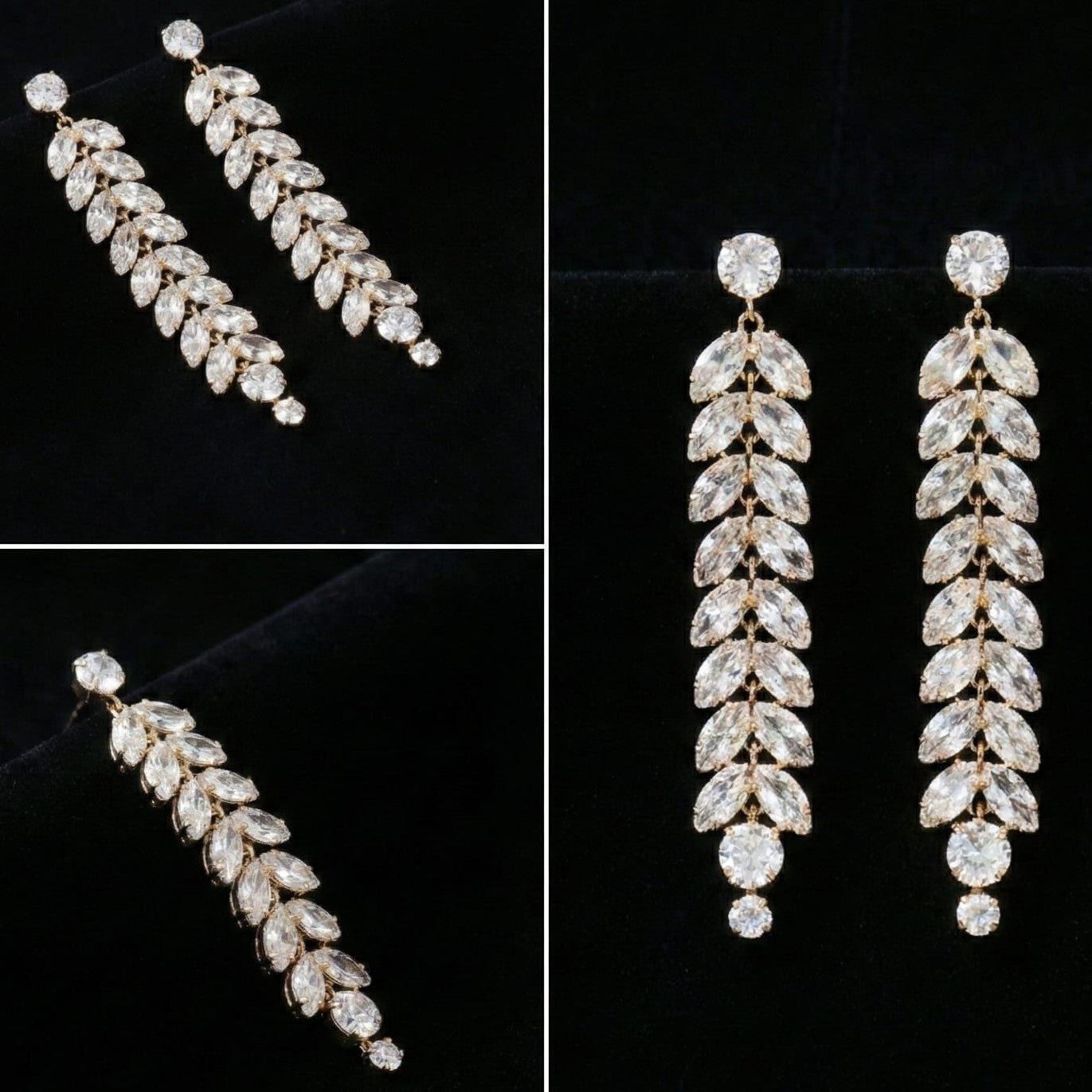 Crystal Cascade Leaf Earrings