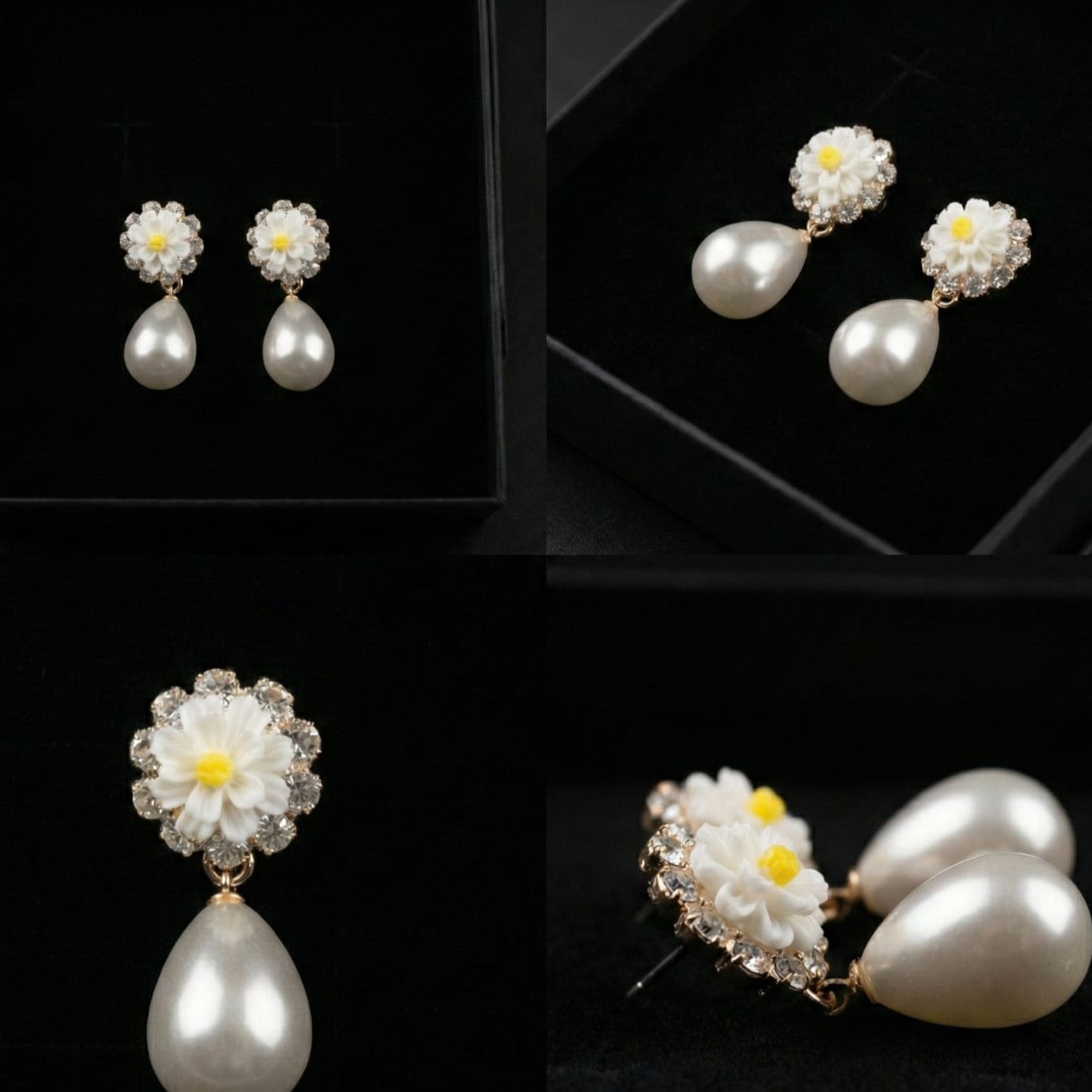 Daisy Pearl Drop Earrings