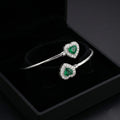 Emerald Heart Crystal Open Cuff Bracelet
