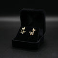 Golden Butterfly Crystal Stud Earrings