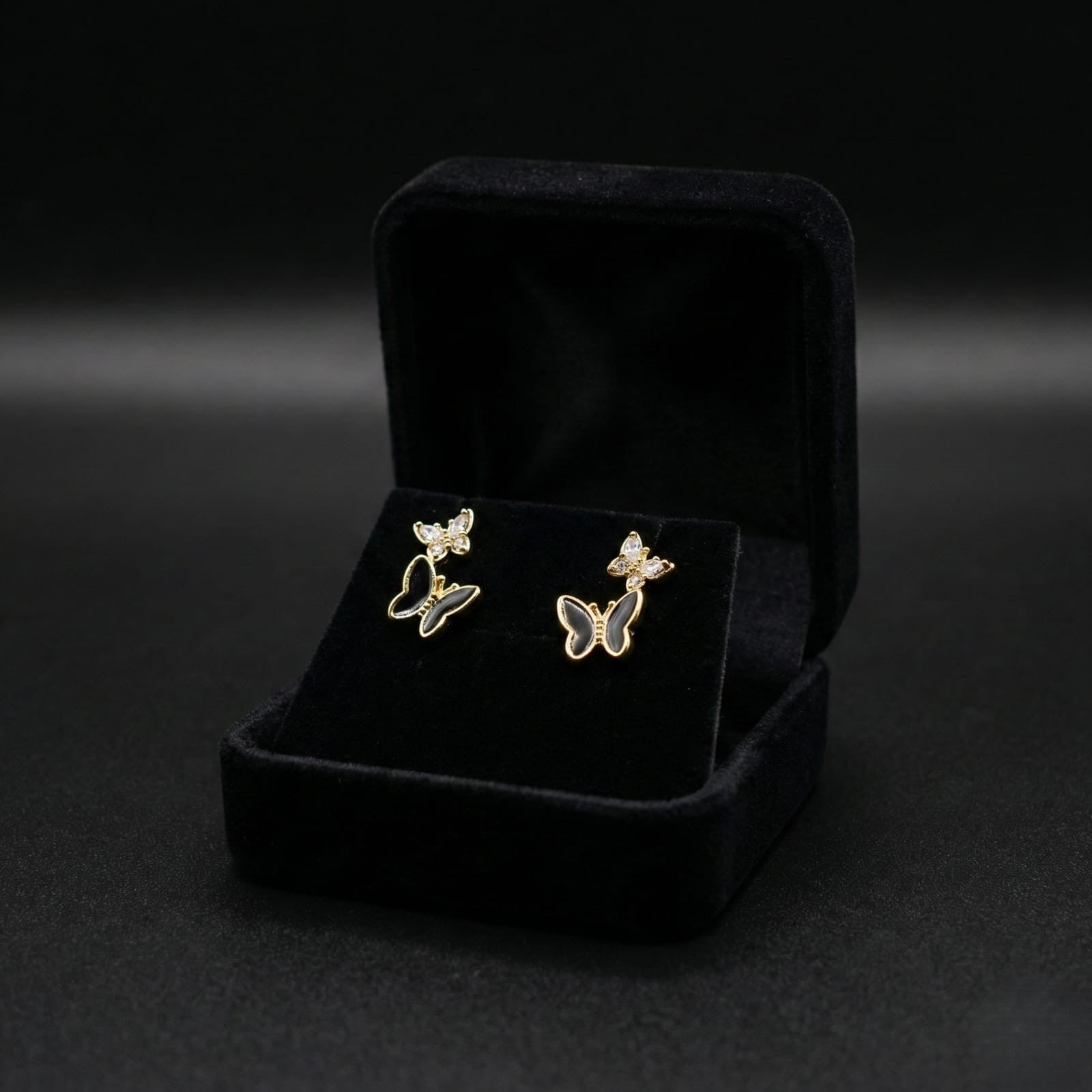 Golden Butterfly Crystal Stud Earrings