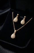 Golden Teardrop Crystal Jewelry Set