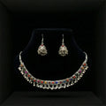 Tribal Silver Necklace Set with Jhumka Earrings