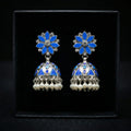 Royal Blue Floral Jhumka Earrings