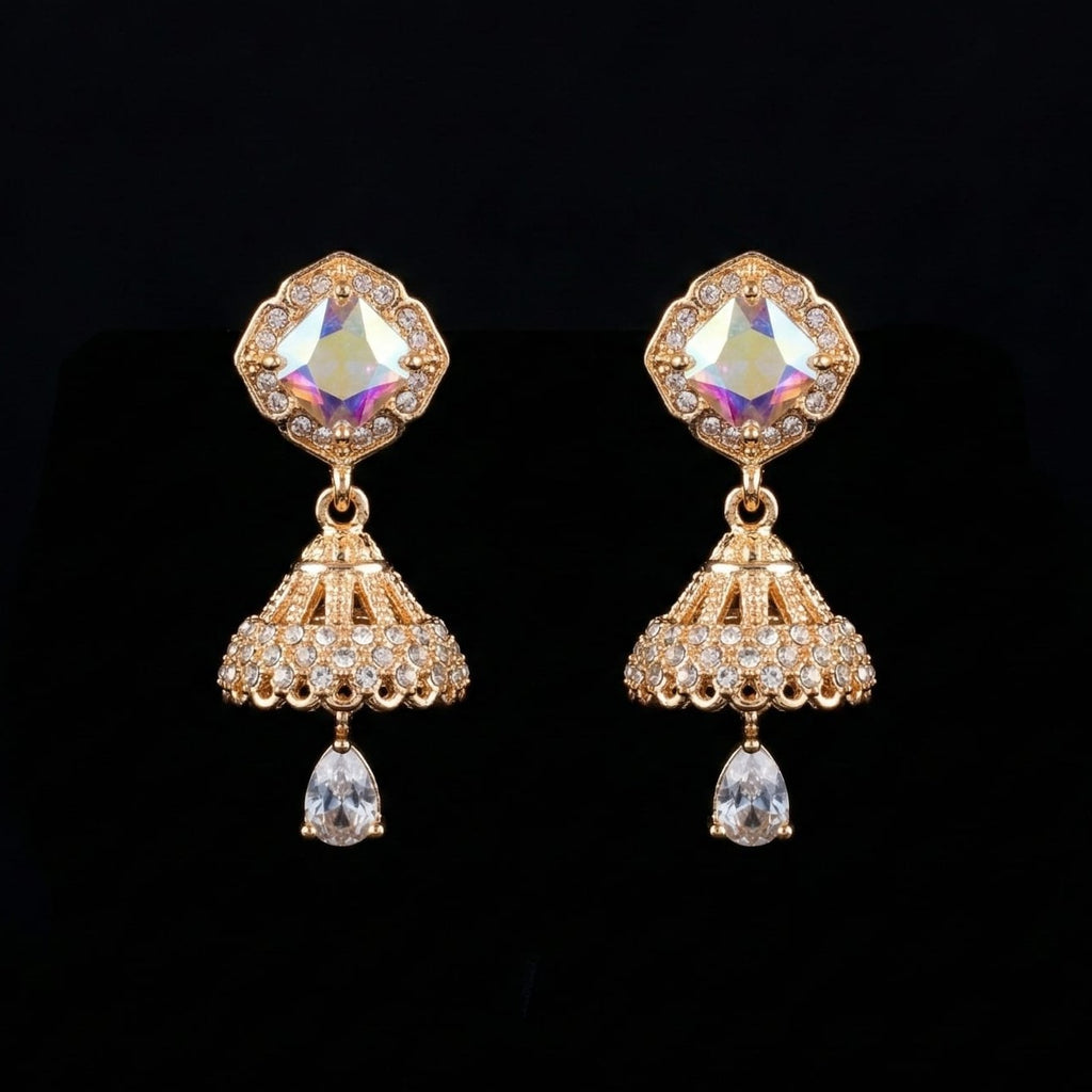 Radiant Crystal Jhumka Drop Earrings