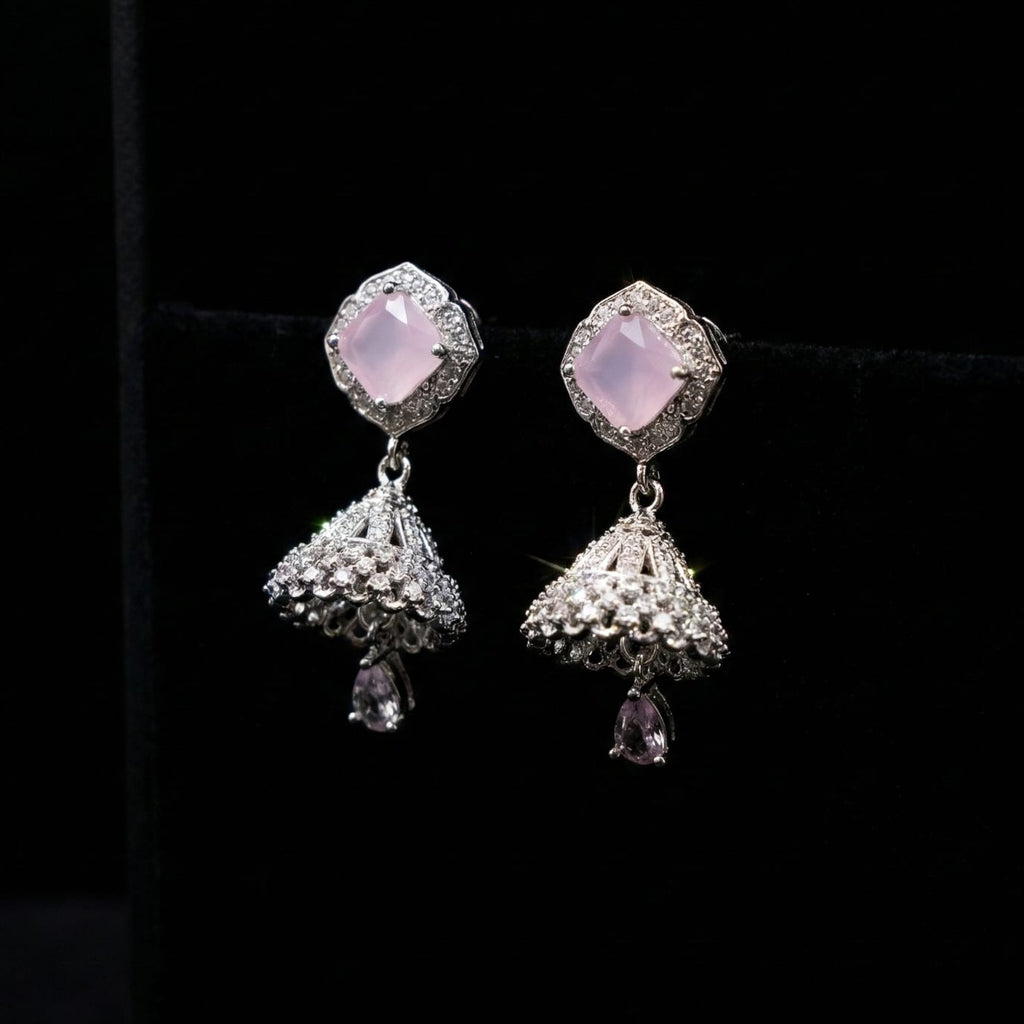 Rose Quartz Jhumka Earrings