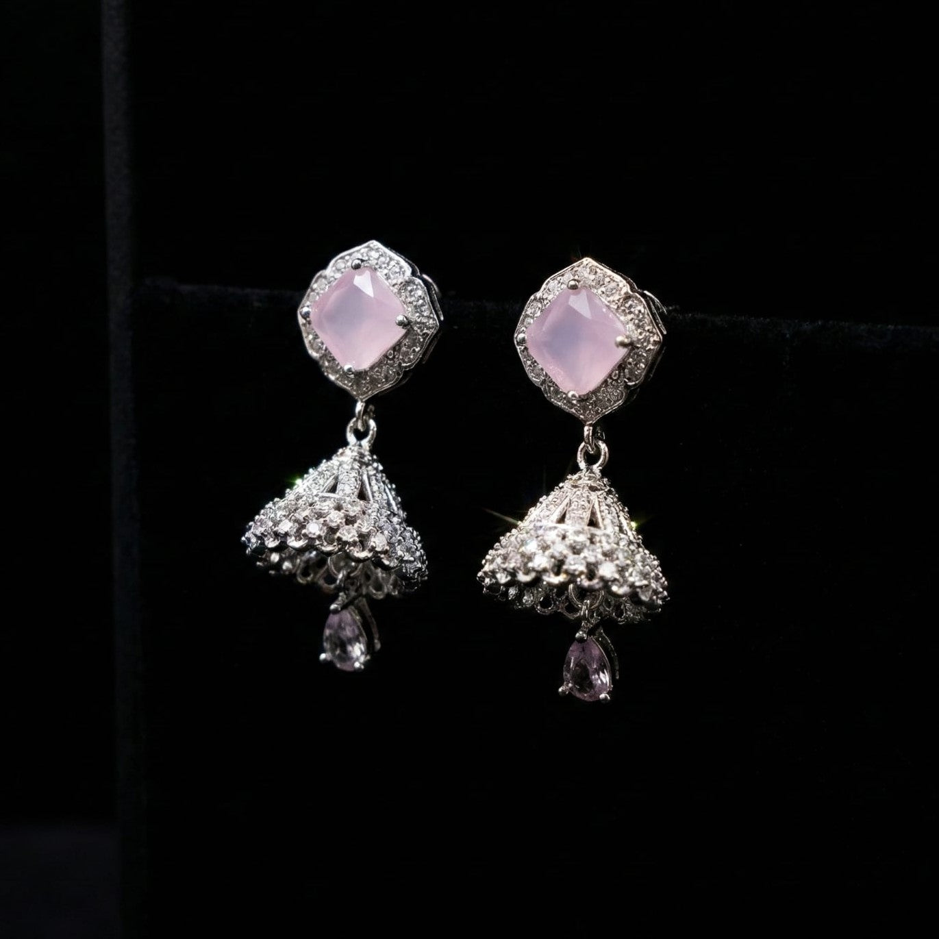 Rose Quartz Jhumka Earrings