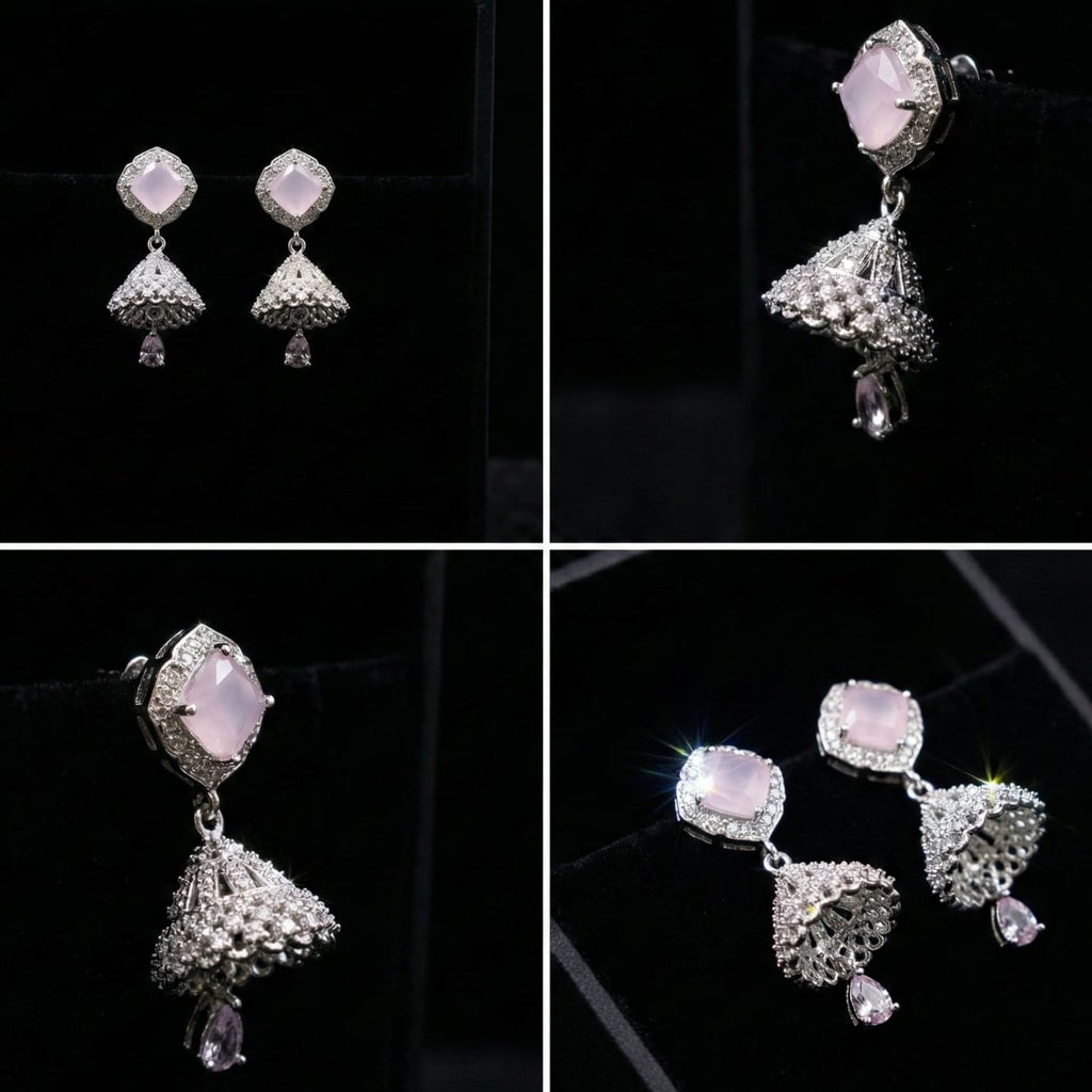 Rose Quartz Jhumka Earrings