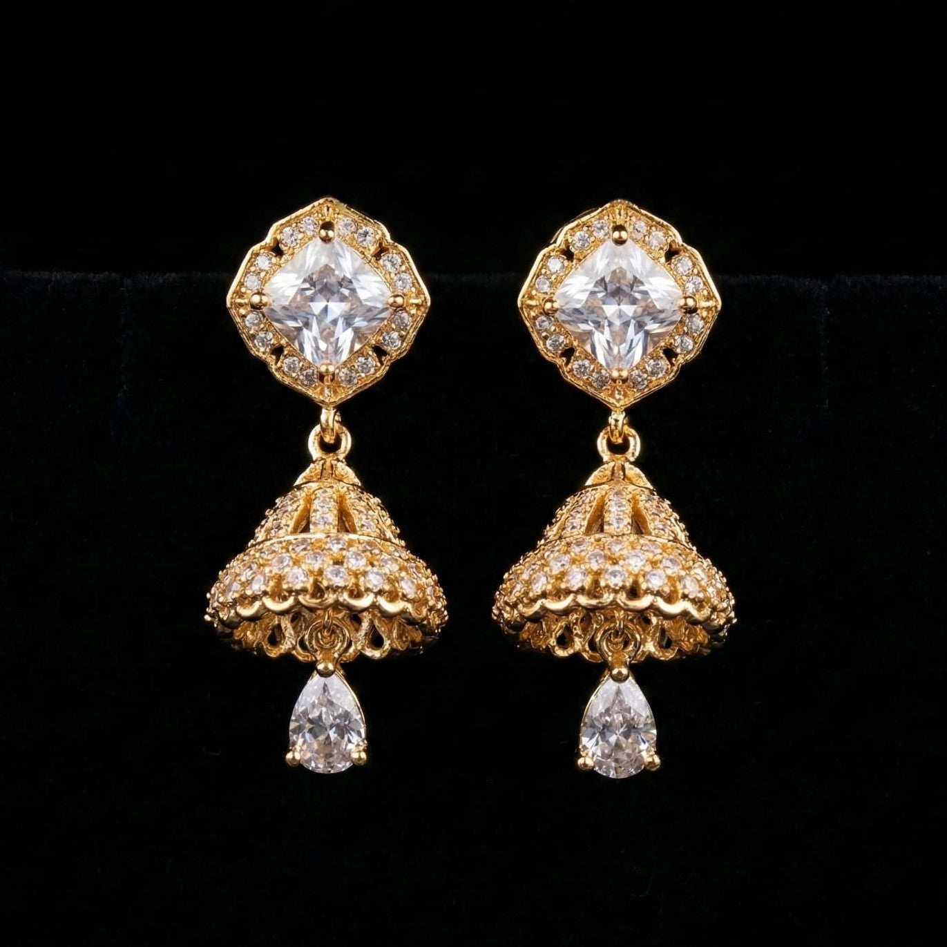 Royal Noor Gold-Plated Jhumka Earrings