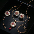 Zarqash Ruby Bloom Gold-Plated Jewelry Set